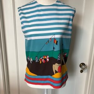 VINTAGE Summer Scene Multicolor Sleeveless Top